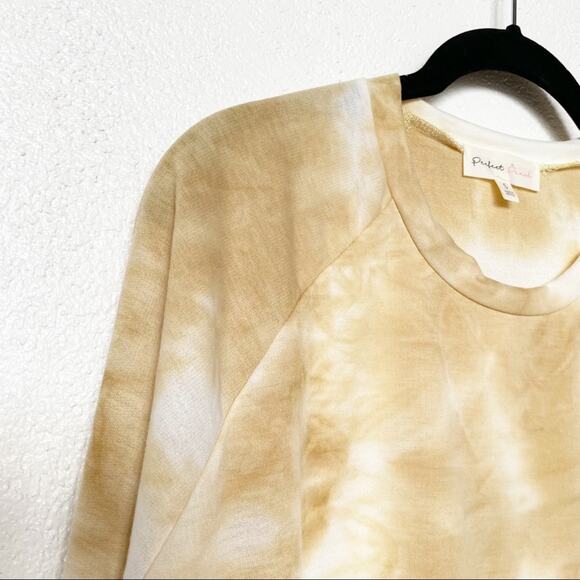 Perfect Peach Yellow Tie Dye Crew Neck Long Sleeve Top Size Small - Picture 5 of 6